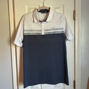 Travis Mathew White and Dark Blue Polo Shirt